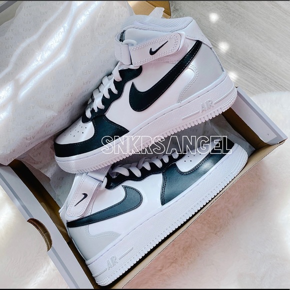 Nike custom air force 1 mid black grey - Picture 3 of 3